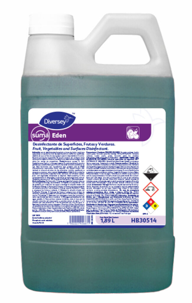 SUMA EDEN 4x1.89L - Lavado antimicrobiano orgánico para frutas y verduras. Antibacterial orgánico de superficies y utensilios